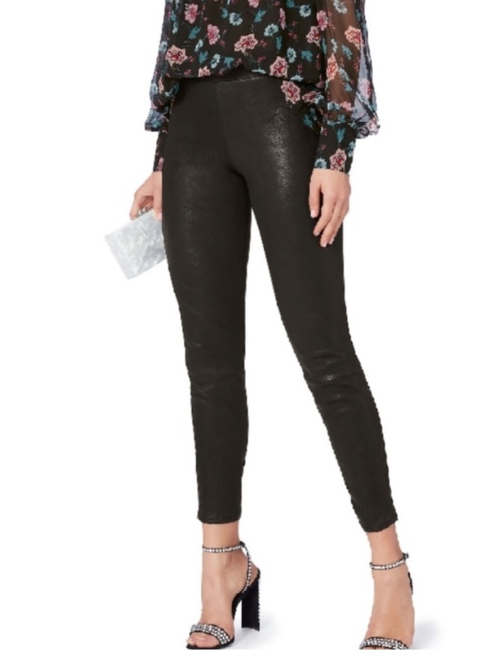 L’Agence Black Lamb Leather Pull On Pants XS